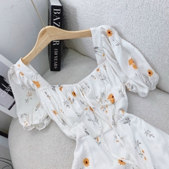 Đầm maxi hoa vàng xẻ tà