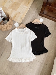 Áo thun cotton ren gấu thiết kế - 673