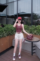 Quần jean đùi rách túi chữ - 2218 - Be