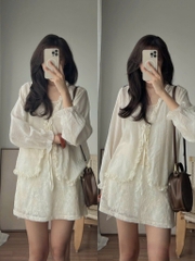 Chân váy tơ ren thiết kế - M