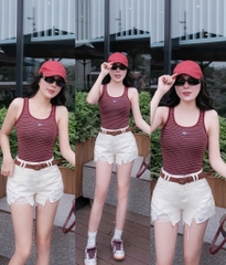 Quần jean đùi rách túi chữ - 2218 - Be