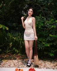 Áo thô cổ yếm hoa - 712