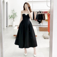 Đầm midi 2 dây phối ngang