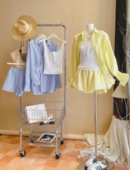 Set sơ mi kẻ sọc x 2 dây x quần short