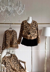 Áo khoác len da beo - Nâu