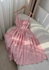 Đầm maxi caro 2 dây bản