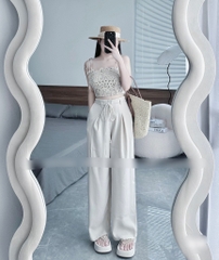 Set áo 2 dây ren quần suông dài