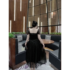BIGSIZE 55-65kg - Đầm lưới 3 khuy thiết kế xòe