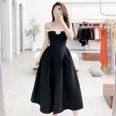 Đầm midi 2 dây phối ngang