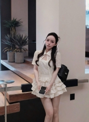 Set áo ren chân váy tầng