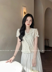 Áo sơ mi cổ thủy thủ bi viền ren - Kem 1453