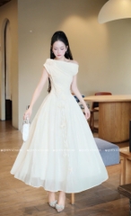 Đầm chéo lệch vai dáng dài