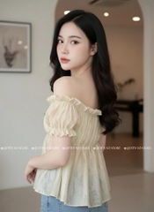 Áo nhún babydoll hoa vàng