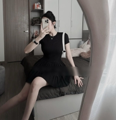 Đầm body tay con xếp li xòe - Freesize