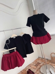 Set chân váy bí đỏ áo đen