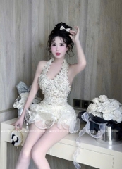 Set áo yếm ren chân váy sóng