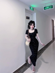 Đầm body thun hoa nhí