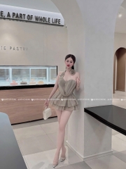 Set tơ hoa choàng cổ - Rêu