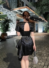 Đầm ren phối tafta - S