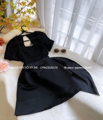 Đầm ren phối tafta - S