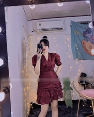 Đầm tay phồng - Đỏ - Bigsize 55-65kg