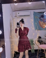 Đầm tay phồng - Đỏ - Bigsize 55-65kg