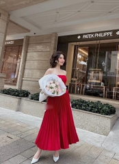 Set áo cúp ngực kèm chân váy midi