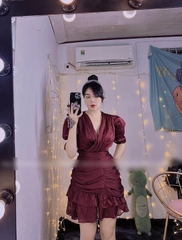 Đầm tay phồng - Đỏ - Bigsize 55-65kg