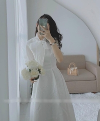 Đầm trắng tay tiên thắt nơ