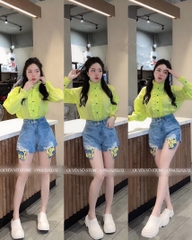 QJ 790 Quần jean short túi vàng - S - L