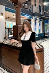 Đầm nhung phối cổ bèo