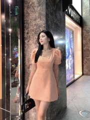 Đầm dạ nút vàng