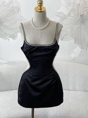 Đầm body 2 dây viền đá eo