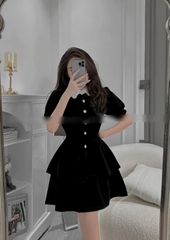 Đầm tầng nút cổ sơ mi - Bigsize 55-65kg