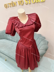 Đầm xoè phối bèo chất tơ cao cấp