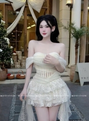 Đầm thiết kế trễ vai tua công chúa