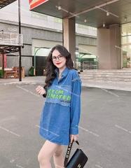 Áo sơ mi jean tay dài bụi