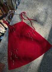 Đầm Babydoll nhung 2 dây đính ngọc