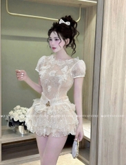 Đầm ren tiểu thư - Kem