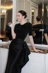 Set áo thun chân váy dài ôm body tag cài eo