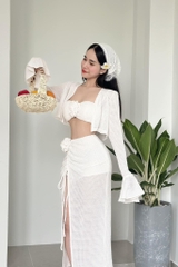 Set áo chân váy rút 3 món đi biển