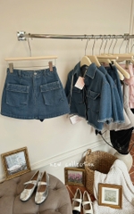 Set sơ mi jean tưa chân váy