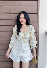 Set croptop hoa nhí quần short 2M
