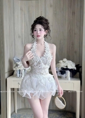 Set áo yếm ren chân váy sóng