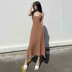 Đầm maxi body nâu 2 dây