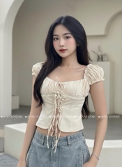 Áo ôm croptop xẻ - BE