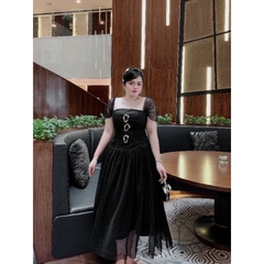 BIGSIZE 55-65kg - Đầm lưới 3 khuy thiết kế xòe