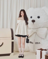 Set trễ vai chấm bi