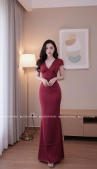 Đầm lụa cổ V - Đỏ