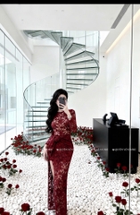 Đầm ren ôm body - Đỏ